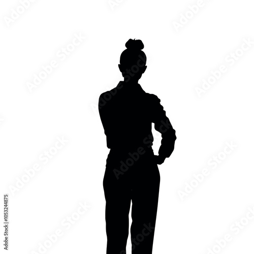 a stylish woman standing pose vector silhouette isolated white background