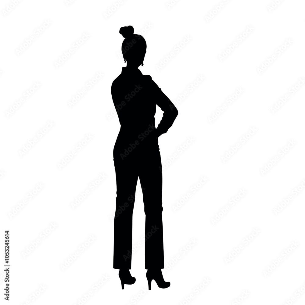 a stylish woman standing pose vector silhouette isolated white background a stylish woman standing pose vector silhouette isolated white background