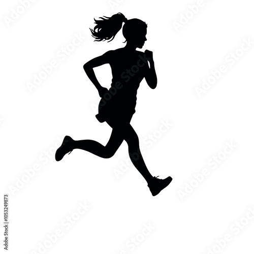 a woman running vector silhouette, black color silhouette