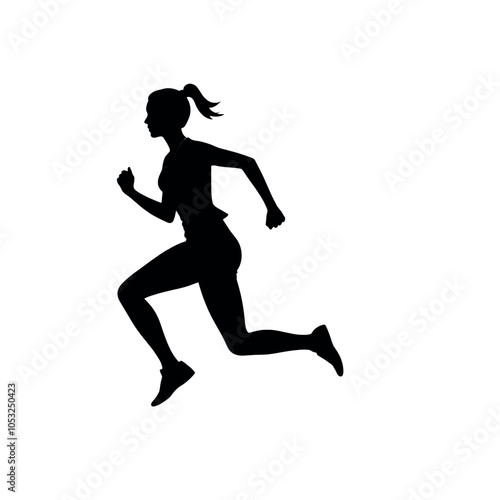 a woman running vector silhouette, black color silhouette