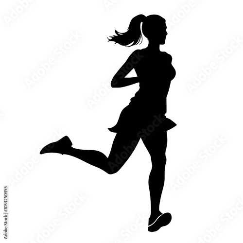 a woman running vector silhouette, black color silhouette