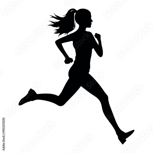 a woman running vector silhouette, black color silhouette