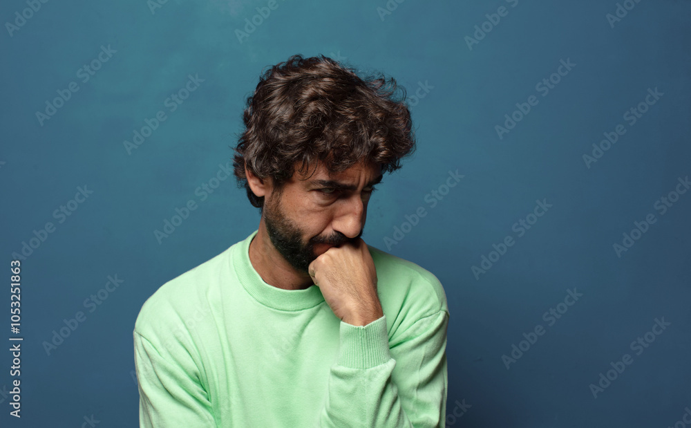 feeling sad and stressed, upset because of a bad surprise, with a negative, anxious look feeling sad and stressed, upset because of a bad surprise, with a negative, anxious look