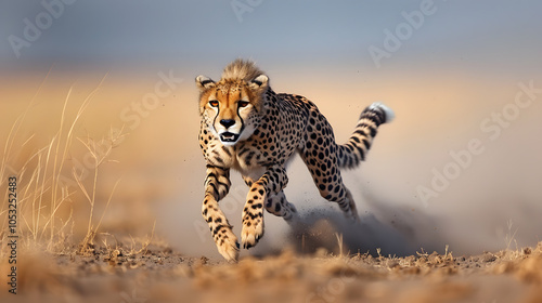 photo wildlife cheetah running on savanna