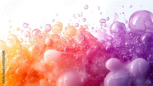 Gradient glossy bubbles convex shapes on a white background