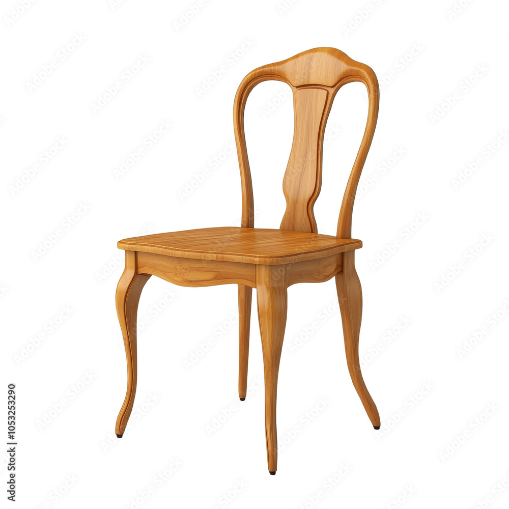 Elegant wooden chair with curved backrest, isolated on a transparent background, perfect for home decor and interior design. Elegant wooden chair with curved backrest, isolated on a transparent background, perfect for home decor and interior design.