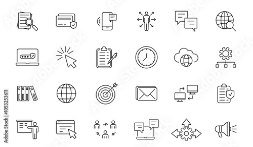 Workshop set of web icons. Office and Business line icons set. Vector illustration.