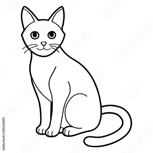 Playful Cat Sitting: Minimalist Silhouette with Pointed Ears