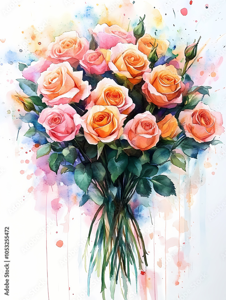 Obraz premium floral bouquet background , watercolor illustration 