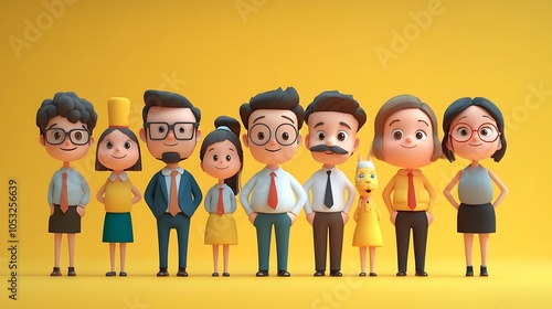 3D illustration of cartoon characters in teamwork concept for business direction change