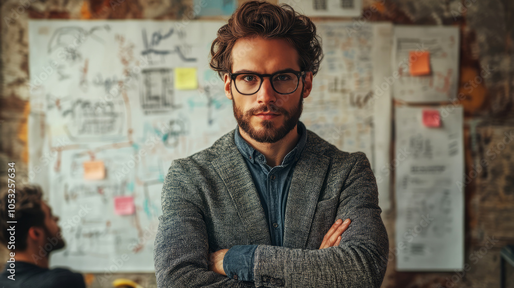 Fototapeta premium Confident Entrepreneur Standing in Office Environment