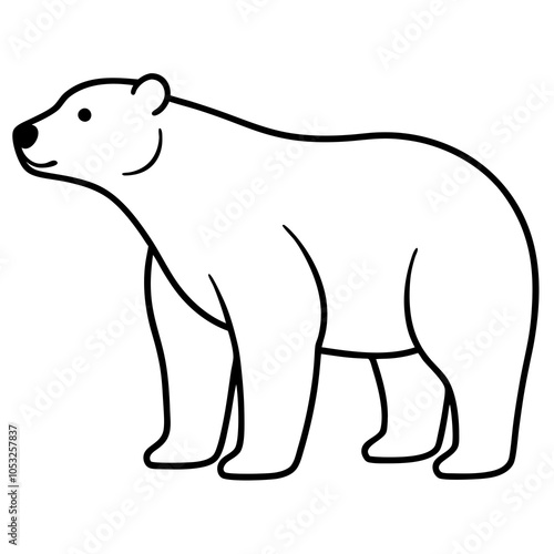 Minimalist Vector Design: A Tall Polar Bear in Cool Tones