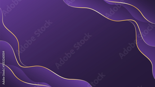Abstract purple luxury wave background with gold lines. Elegant modern wallpapers. Suitable for templates, banners, cards, sales, ads, events, awards, web and pages