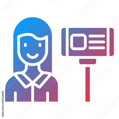 Female Vlogger Vector Icon Style