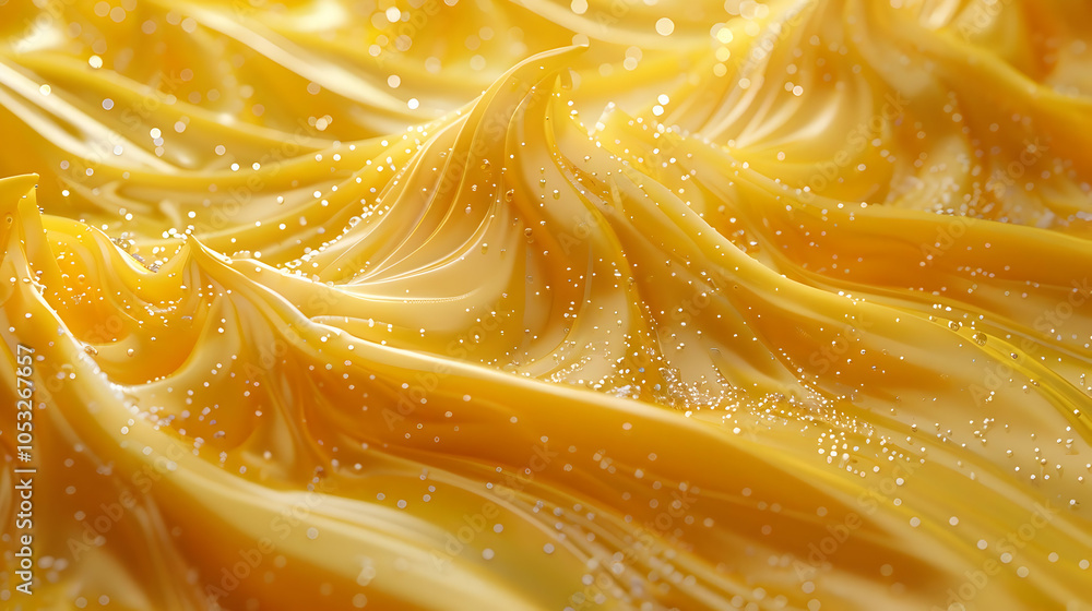 Abstract Background with Golden Fluid and Glittering Particles Abstract Background with Golden Fluid and Glittering Particles