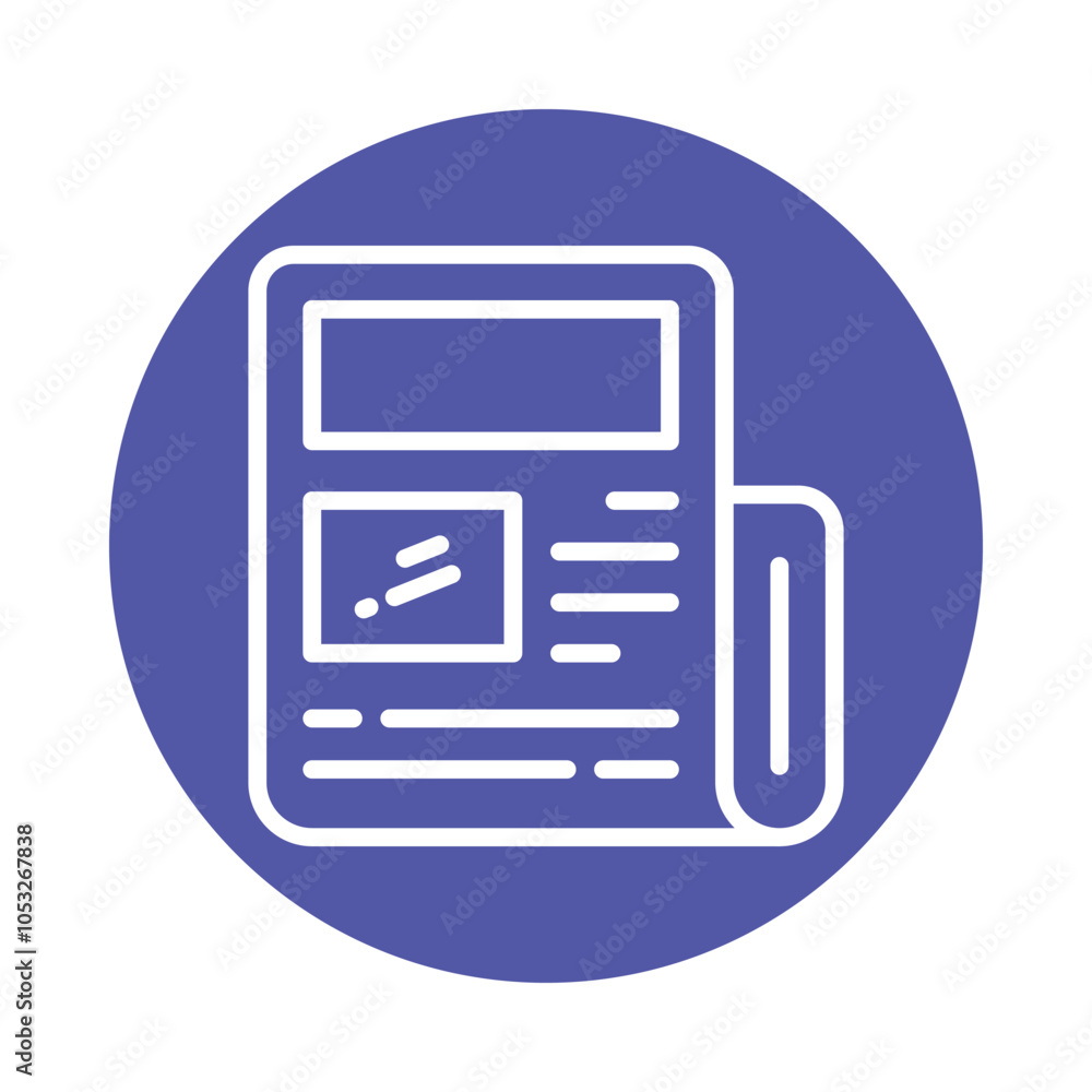 Newspaper vector Outline Circle Design icon. Workplace Symbol on White background EPS 10 File Newspaper vector Outline Circle Design icon. Workplace Symbol on White background EPS 10 File