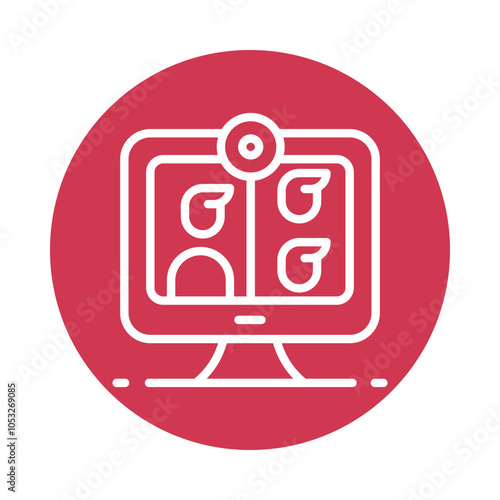 Online Meeting vector Outline Circle Design icon. Workplace Symbol on White background EPS 10 File