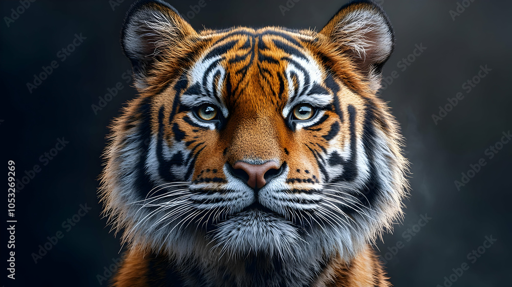 Fototapeta premium Close-up Portrait of a Tiger's Face Illustration
