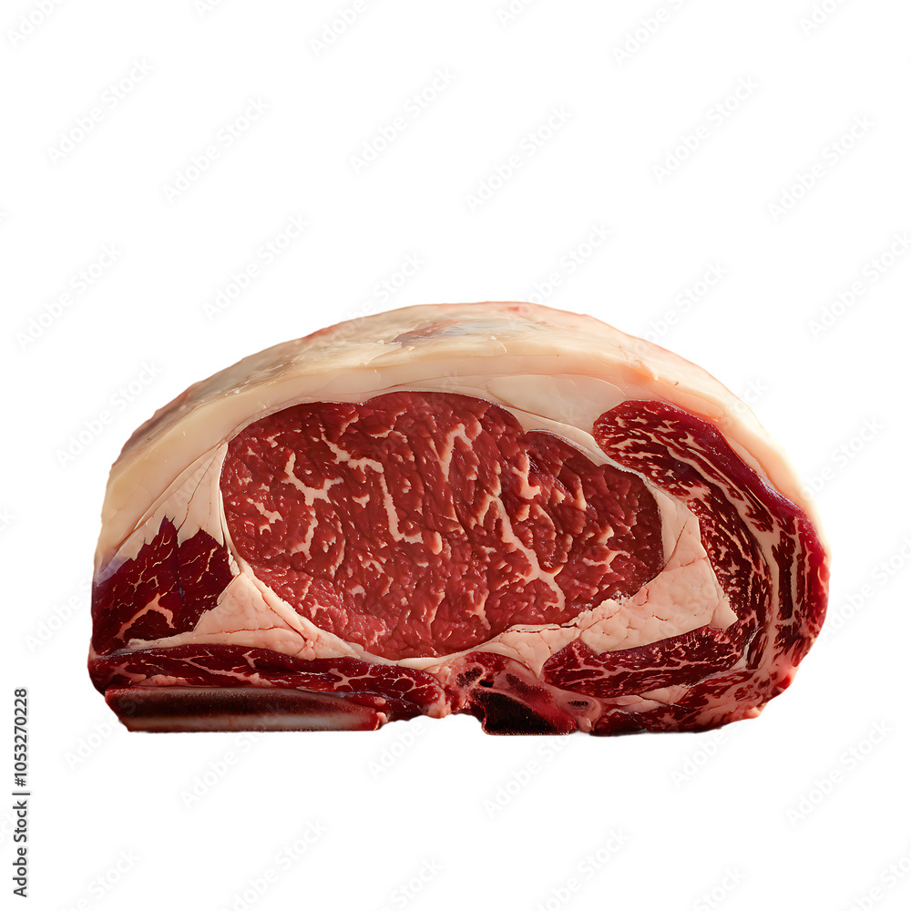 Fototapeta premium Raw Beef Ribeye Cut On Transparent Background