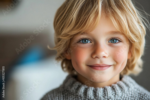 portrait of an white little boy with a smile