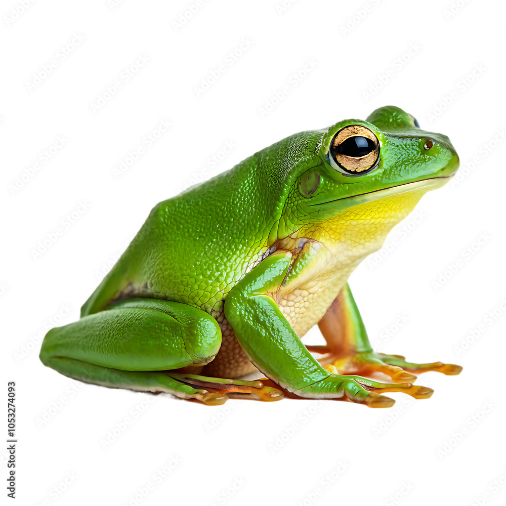 Fototapeta premium Realistic Green Tree Frog Illustration On Transparent Background