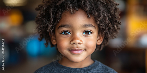 Portrait of a black school child looking into the camera