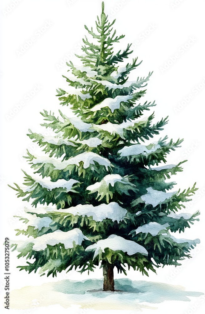 Snow-covered evergreen tree, isolated on white background Snow-covered evergreen tree, isolated on white background