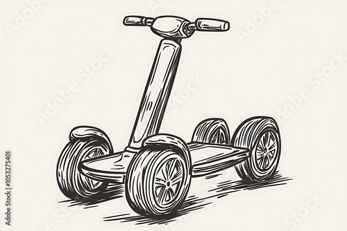 Hand Drawn Illustration of a Self Balancing Scooter photo