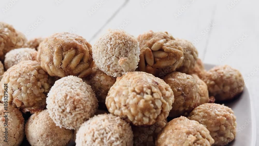 Panellets baked on a white background. Panellets baked on a white background.