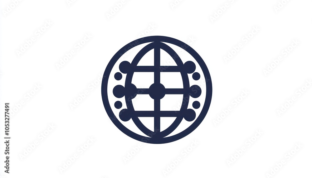 Modern symbol for global connectivity in a line icon format.