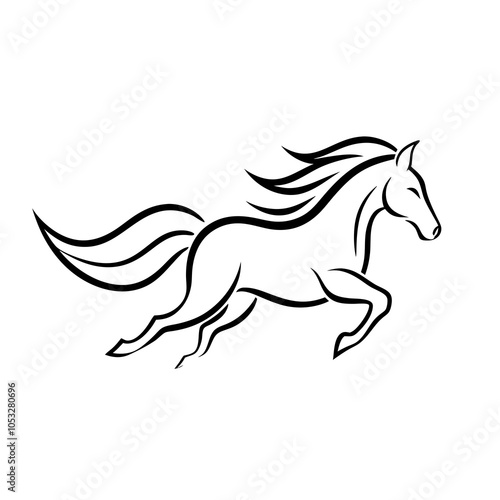 Design a Dynamic Galloping Horse Logo with Flowing Lines and Effective Negative Space