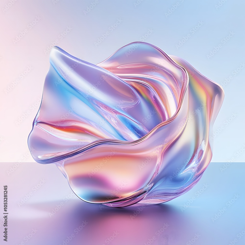 Obraz premium 3D abstract holographic patterns, Floating geometric shapes