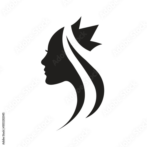 Beauty woman with crown silhouette logo vector