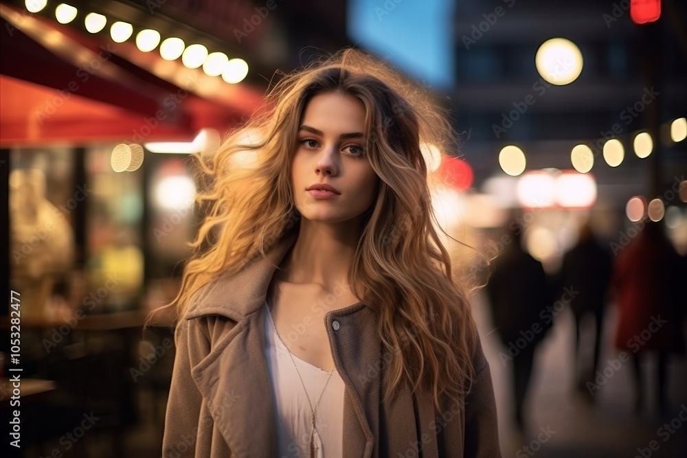 Beautiful young girl in the city at night. Shallow DOF Beautiful young girl in the city at night. Shallow DOF