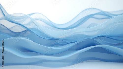 Flowing gradient transparent multilayer glass background, 3d rendering.