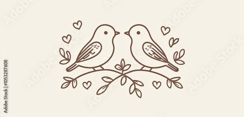 Streamlined design of wedding birds in a line icon, ideal for modern wedding themes. photo