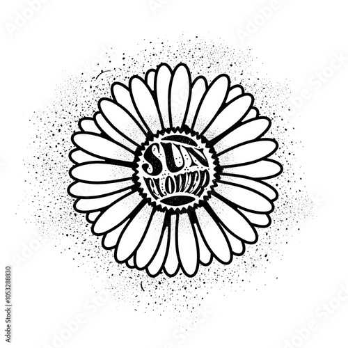 Design vector black white, sun flower