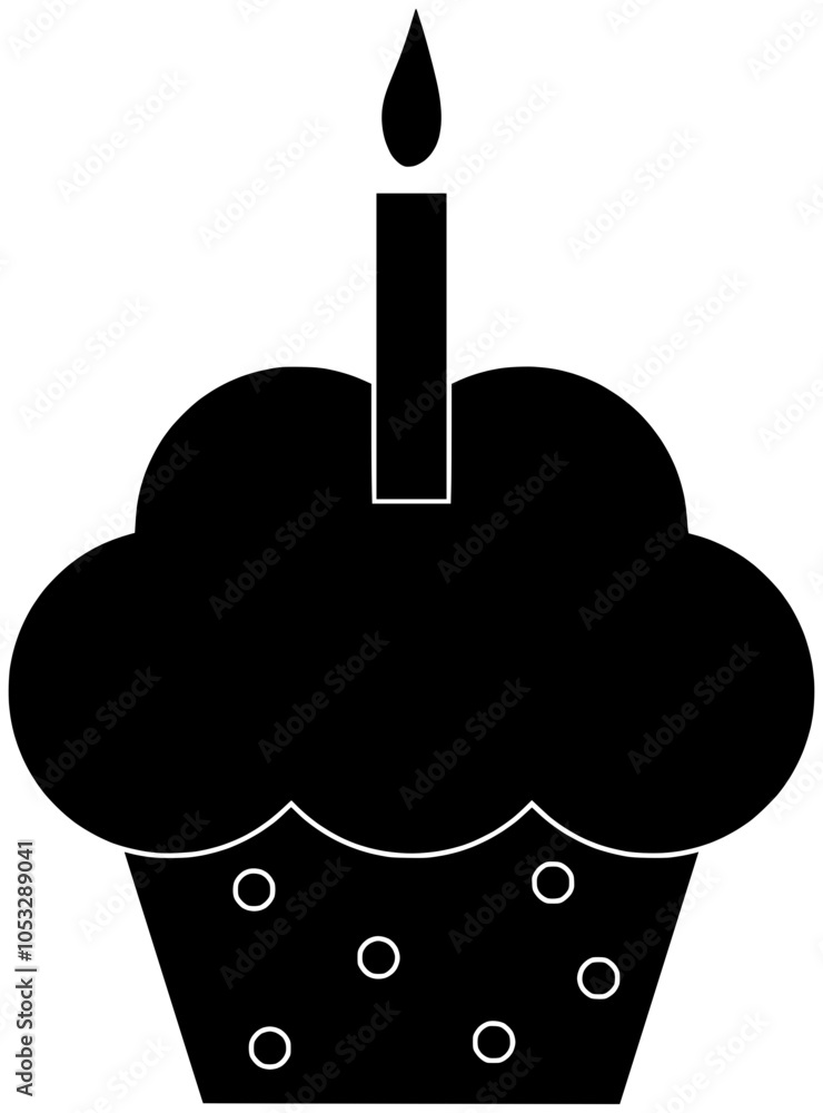 Obraz premium birthday illustration dessert silhouette pastry logo bakery icon sweet outline cake food celebration holiday party candle cream anniversary decoration shape for vector graphic background
