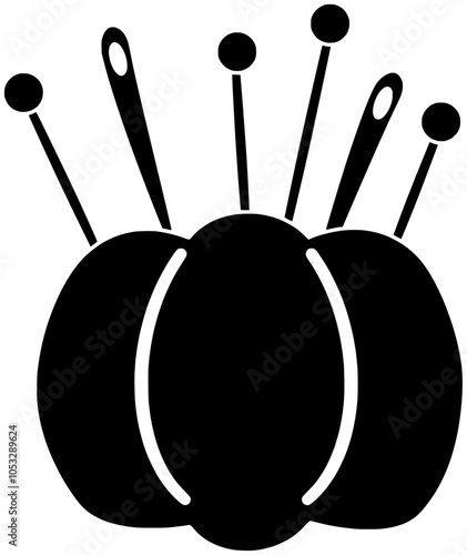 sewing illustration craft silhouette tailor logo design icon machine outline sew thread fabric cushion pin handmade equipment textile cloth shape for vector graphic background