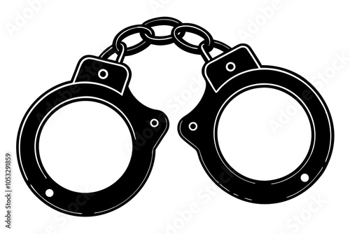 Handcuff Silhouettes Vector Illustration on White Background