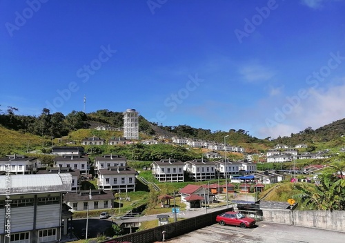 view of the Cameron Highlands city, background blue sky  photo