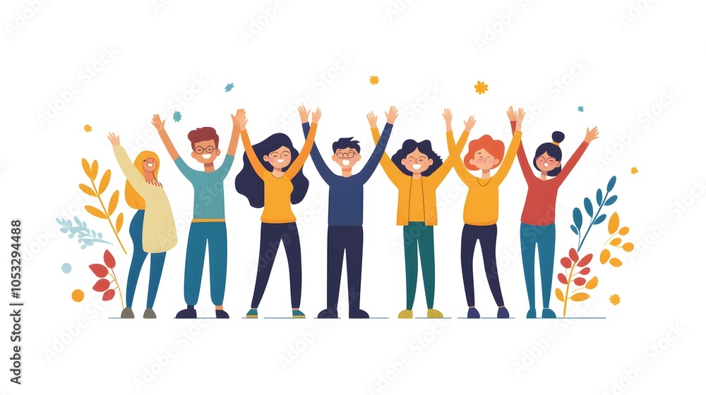 Happy young employees giving support and help each other flat illustration. Business team working together for success and growing. Corporate relations and cooperation concept. Happy young employees giving support and help each other flat illustration. Business team working together for success and growing. Corporate relations and cooperation concept.