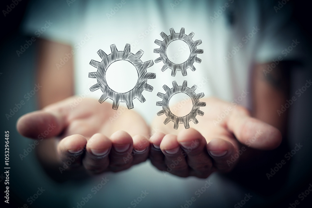 gears on technology and innovation concept. gears on technology and innovation concept.