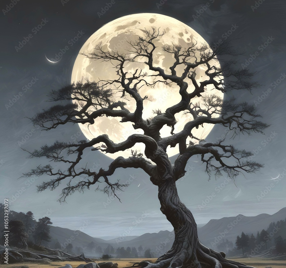 Fototapeta premium Illustration of lonely tree.