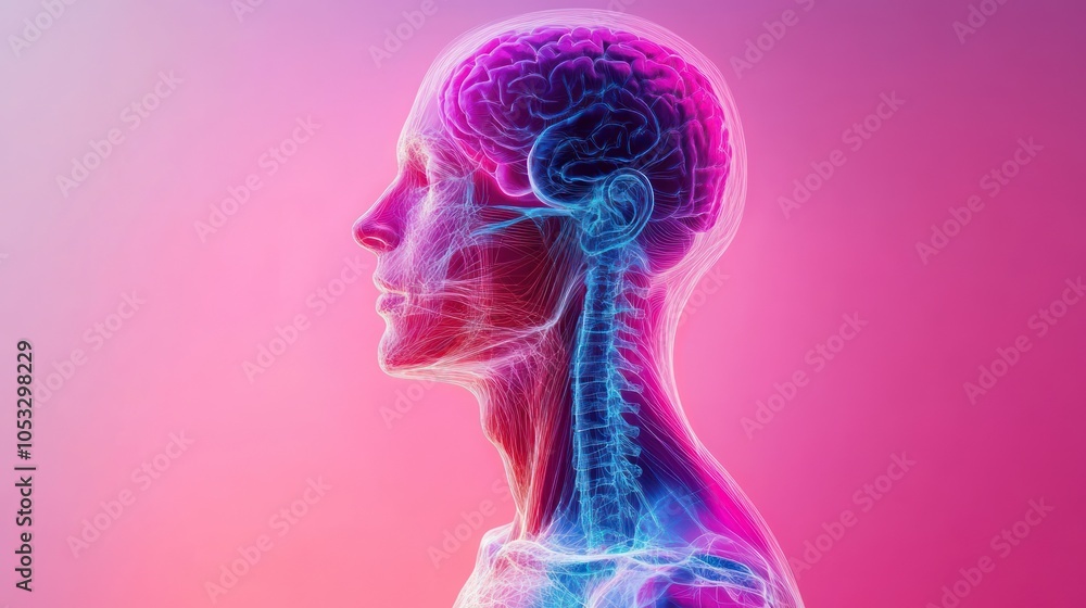 Exploring the intricacies of human anatomy a vibrant visualization of the brain and nervous system Exploring the intricacies of human anatomy a vibrant visualization of the brain and nervous system