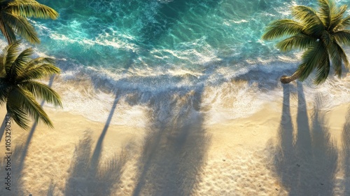 Vibrant Tropical Beach with Turquoise Waters and Palms