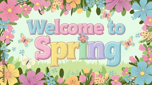 Welcome to Spring with Flowers and Butterflies