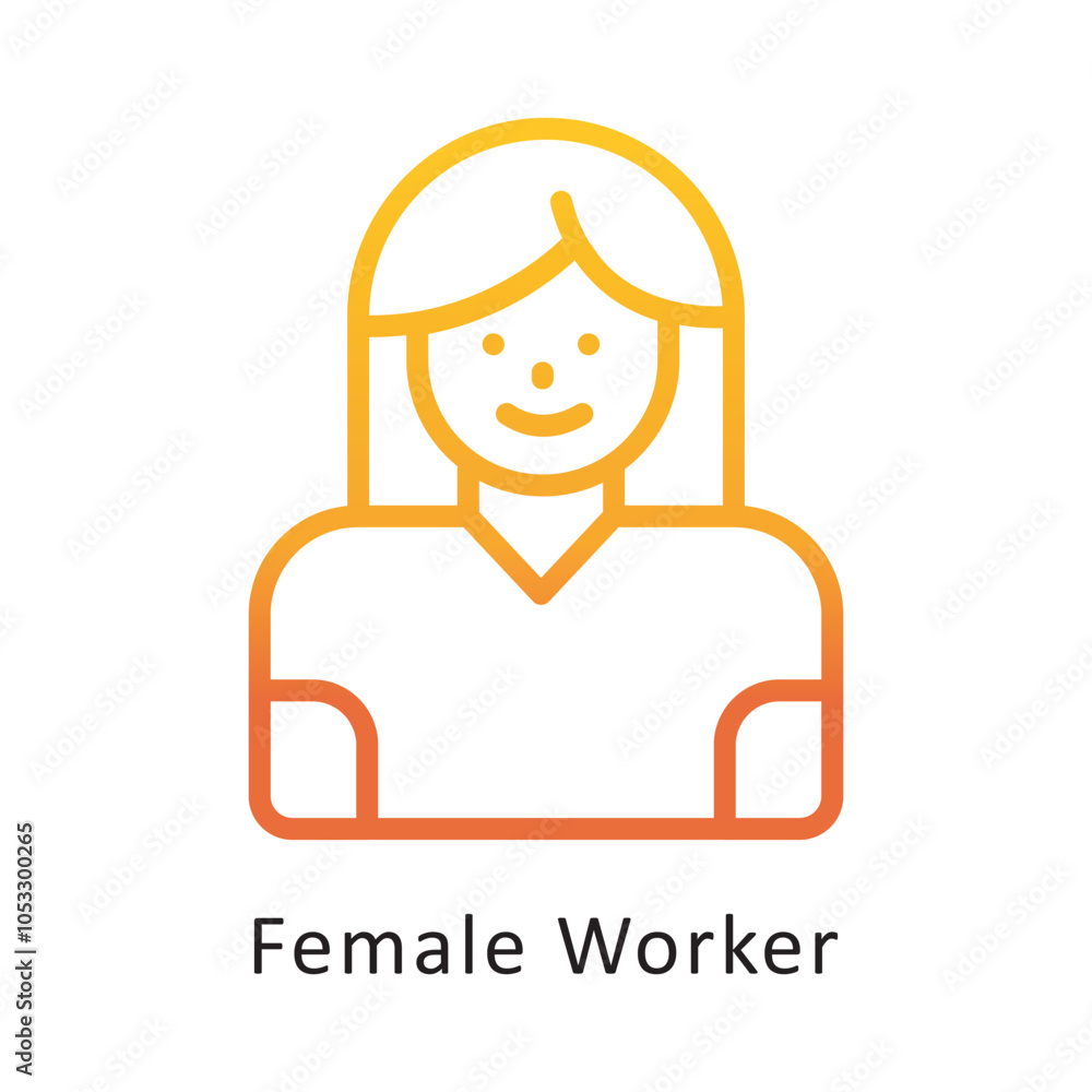 Female Worker vector Outline Gradient Design icon. Workplace Symbol on White background EPS 10 File Female Worker vector Outline Gradient Design icon. Workplace Symbol on White background EPS 10 File