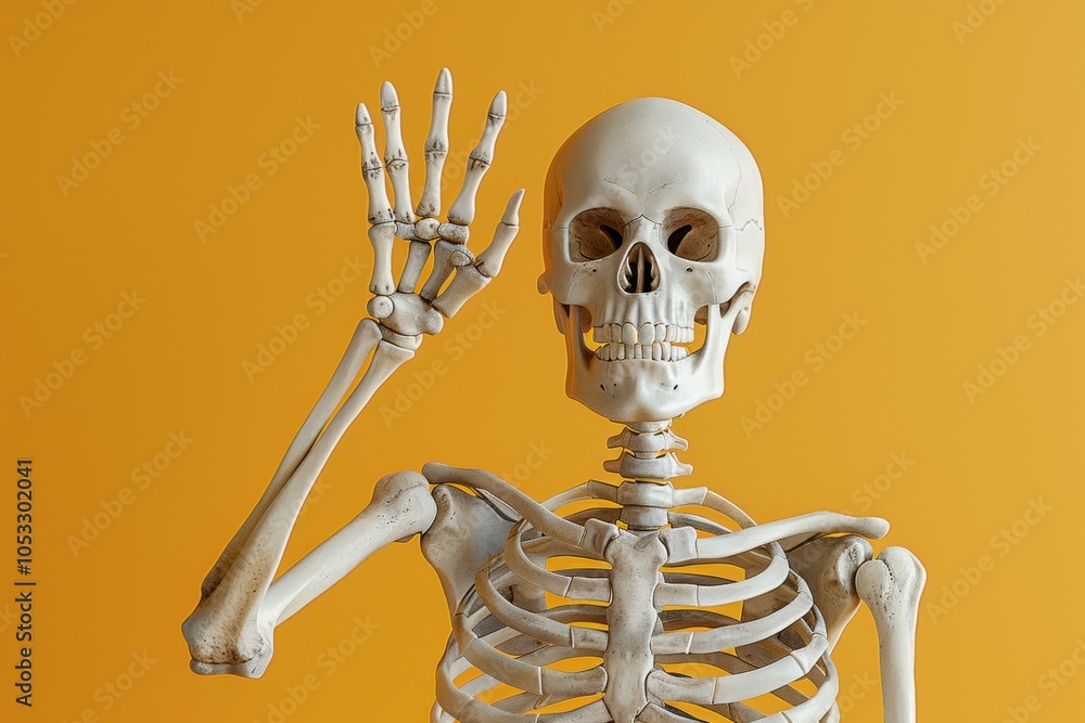 Skeleton waving hello. AI. Skeleton waving hello. AI.