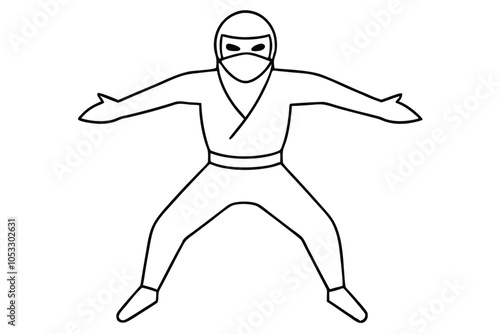 A Ninja line art vector illustration